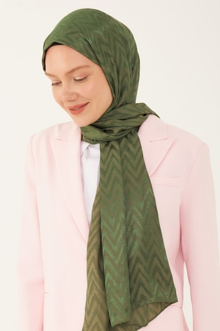 Mirsoy Scarf Zikzak Desen Parlak Jakar Şal - Yeşil Yeşil
