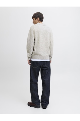 Jack&jones Erkek Relaxed Fit V Yırtmaçlı Yaka Triko Kazak - Soho - 12279214 Gri Melanj