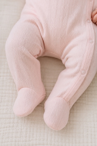 Babyhola %100 Pamuk Yenidoğan Prematüre Patikli Tulum Mevsimlik 14058 Pembe