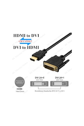 Dvi 24+1 To Hdmi Çift Yönlü Dvi To Hdmi Kablo - 5Metre