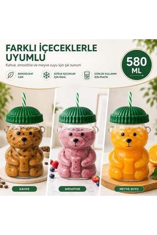 Sogud Cam Bardak - 580 Ml Pipetli Soğuk İçecek Bardağı - Borosili