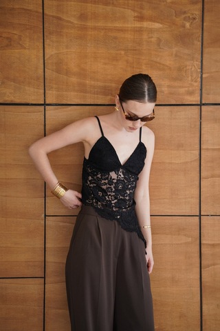 Verymoda Askılı Brode Bluz - D2965 Siyah