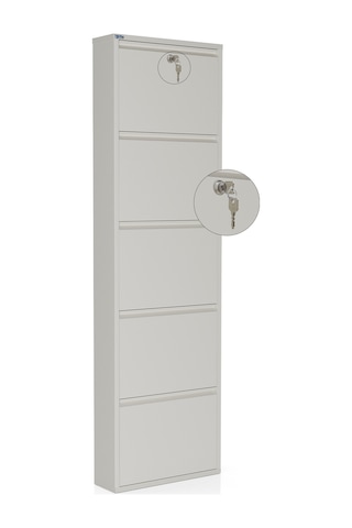 Ceha Kilitli 5'li Metal Ayakkabılık - Beyaz K.AYK-5 /AB9010/ SOPACK/KL Beyaz