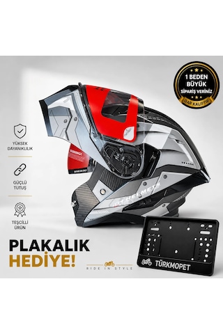 Mh Sports Çene Açılır Güneş Vizörlü Kask + Plakalık Karbon