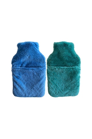 Sıcak Su Torbası 2 Adet,cepli Peluş Termofor 32,5x17,5cm 1500 Ml Çok Renkli