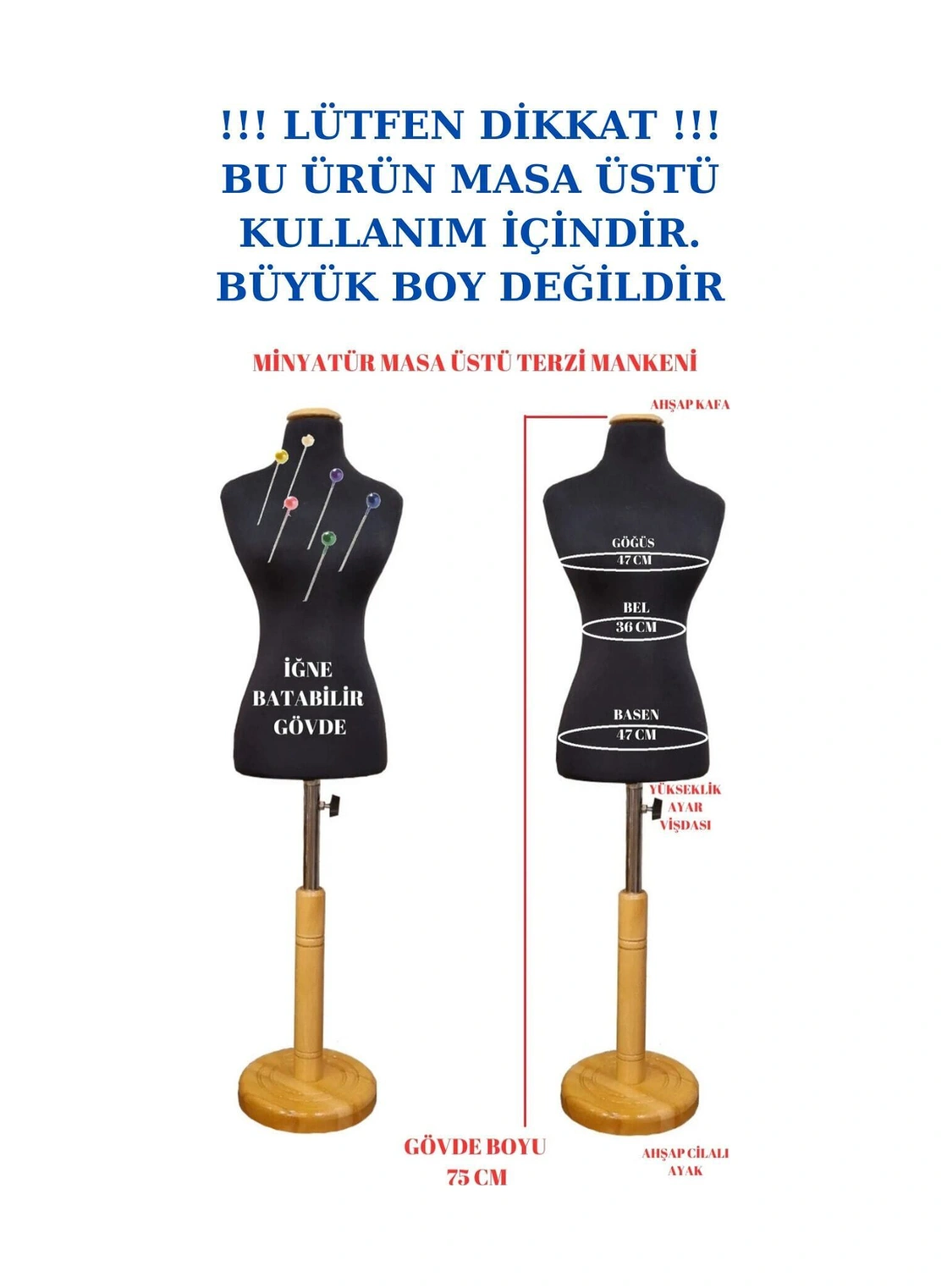 Okullar İçin 50 Eşelli Minyatür Terzi Mankeni Prova Mankeni