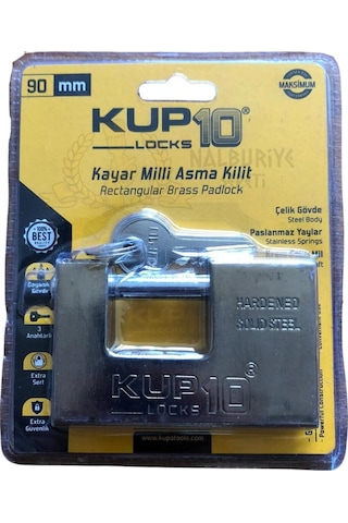 Kupa Kayar Milli Asma Kilit Sarı 90 Mm.