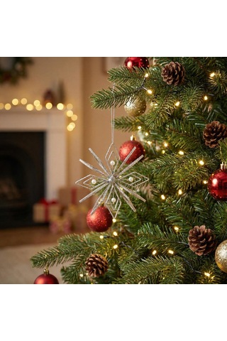 İncili 6 Yapraklı Altın Yılbaşı Ağaç Süsü Dekoratif Parlak Süs