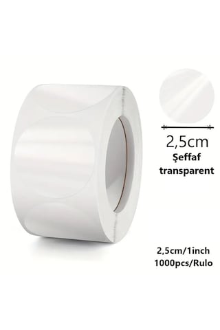 Işaretleme Nokta Etiketi 25mm 1000 Adet Şeffaf /transparent Nokta Etiket