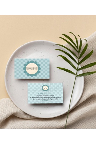 Çift Yön Teşekkür Kartı Thank You Cart Çiçek Desenli Pytktskk1200