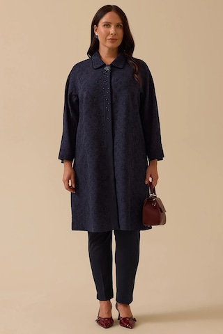 Galaxi Kadın Büyük Beden Desenli Jakar Kap 4003 Lacivert Lacivert