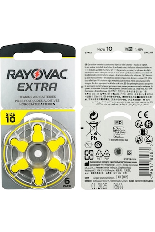 Rayovac Extra 10 Numara İşitme Cihazı Pili 6 x 5'li