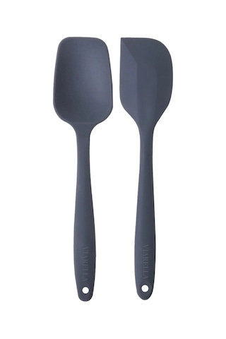 2li Gri Silikon Kaşık Spatula Yanmaz Yapışmaz Çizmez 27cm