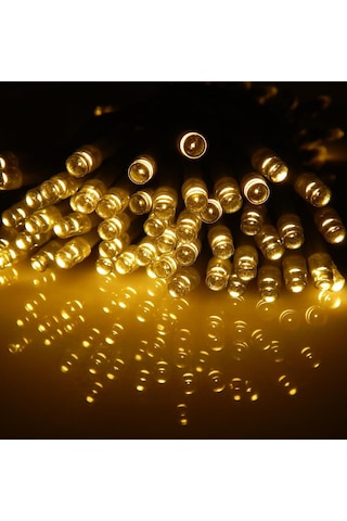CajuArt Dekoratif 5 Metre Günışığı Sarı Renk Pilli Şeffaf İp Led Lamba