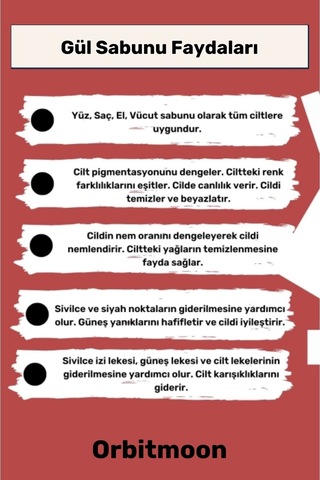 %100 Bitkisel Doğal El Yüz Saç Cilt Vücut Güzel Kokulu Orijinal Saf Gül Sabunu 100g - 1 Adet