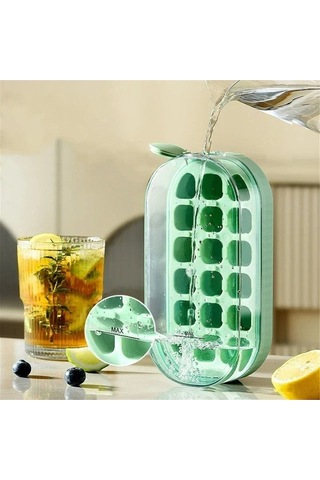 Urbannest Pratik Buz Kalıbı - Kapaklı 18 Hücreli Silikon Buz Yapma Makinesi Yeşil, Pratik Buz Kalıbı - Kapaklı 18 Hücreli Silikon Buz Yapma Makinesi Yeşil Yeşil