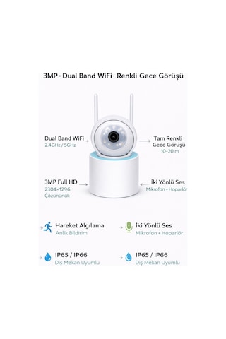 Apronx Ax-dn230 3mp 3.6mm Full Color Mikrofonlu Ptz Wıfı Kamera
