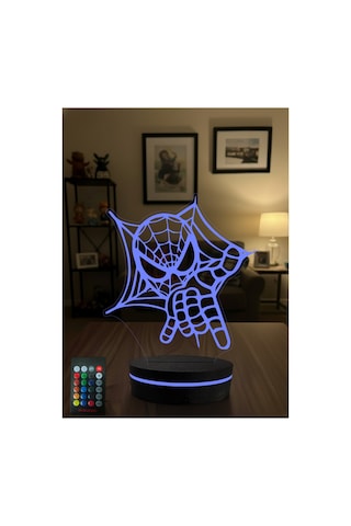 3d Örümcek Adam Led Gece Lambası Rgb Kumandalı Dekoratif Masa Lambası Çok Renkli