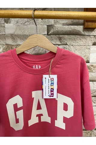 Aysbebe Baskılı, Fırçalı Kumaş, Yazlık Çocuk Tişört Pembe Renk Pembe