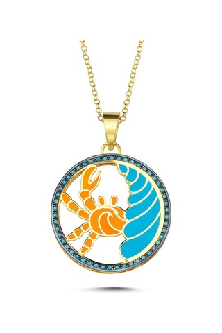 Kayra Mücevher Mineli Yengeç Burcu Altın Kaplama Kolye
