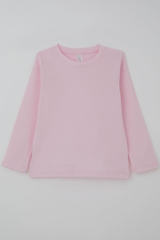 Breeze Kız Çocuk Uzun Kollu Tişört Basic 4-8 Yaş, Pembe Pembe