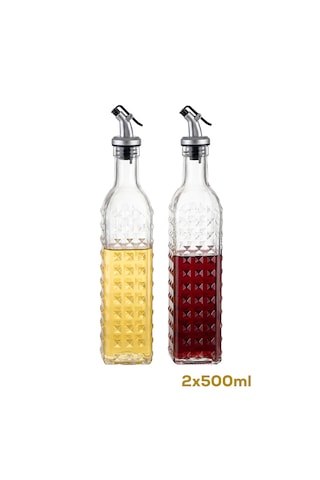 Porsima Dhz90116-2 2li Sızdırmaz Kapaklı Cam Yağlık Sirkelik Yağdanlık 500ml