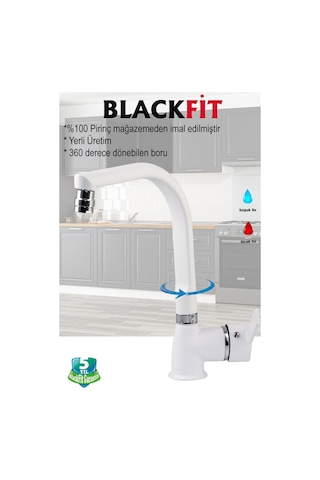 Beyaz Delta Eviye Bataryası Oynar Başlıklı Mutfak Bataryası Çift Su Girişli Mutfak Musluğu Çeşme Beyaz