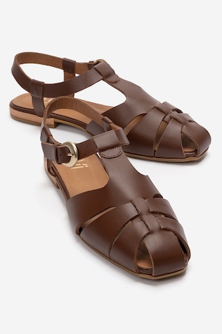 Luvi Shoes Jandor Kahverengi Hakiki Deri Kadın Sandalet