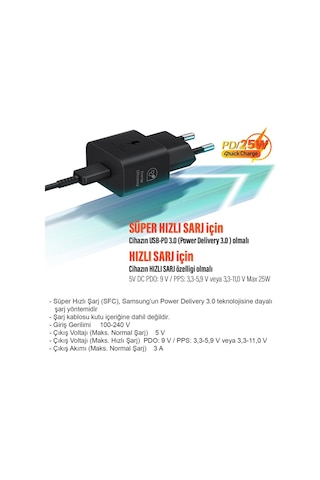 Ep-t2510n Type C Şarj Aleti 25w Süper Hızlı Type-c Şarj Adaptörü Samsung Uyumlu Türkiye A