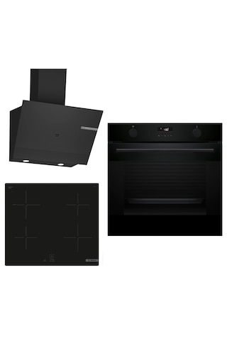 Bosch 652 HUA736EA0T - PUG61KAA5E - DWK67PJ60T İndüksiyon Ocaklı Siyah 3'Lü Ankastre Set