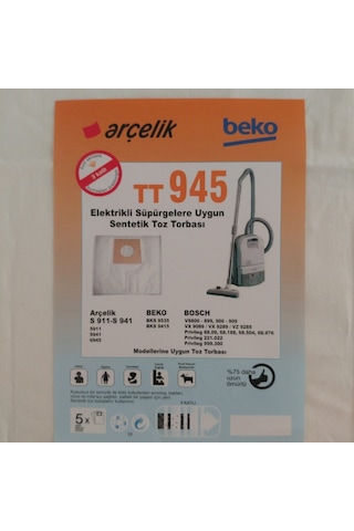 20 Adet Arçelik Uyumlu Beko Tt945 Elektrikli Süpürge Toz Torbası