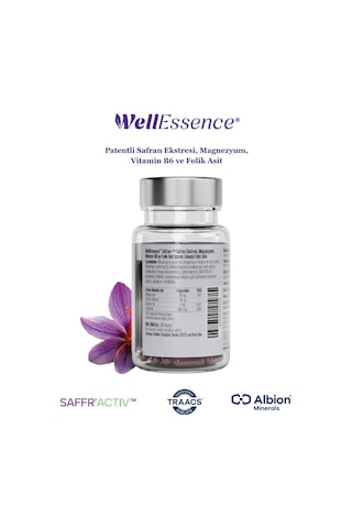 Wellessence Safran+ Safran Eki, Magnezyum, Vitamin B6 Ve Folik Asit İçeren Takviye Edici Gıda