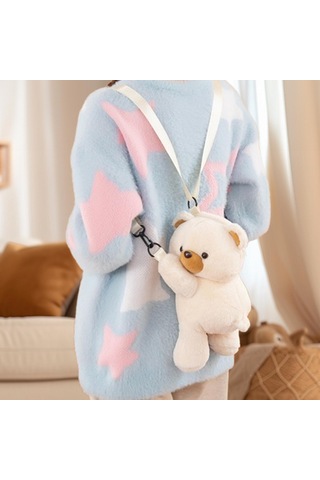 Homyl Ayarlanabilir Askı Seyahat Sırt Çantası Ile Peluş Ayı Bej