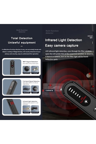 Geeroyoo Taşınabilir Gizli Kamera Dedektörü Gps/wıfı Sinyal Bulucu 6 Seviye Hassasiyet Ev Seyahat Araç Casus Tarayıcı