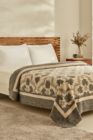 Karaca Home Damask Çift Kişilik Pamuklu Battaniye Antrasit