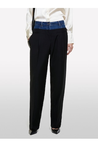 Sisley Renk Detaylı Önü Pileli Geniş Paça Pantolon Kadın Siyah Pantolon - 324a485xlf05m