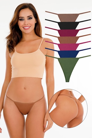 Sensu Kadın Ipli Brazilian Tanga 7'li Külot Set Karışık Renkler Kts3022 Çok Renkli Karışık