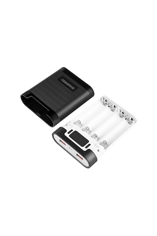 Haweel Dıy 4x 18650 Dahil Değil 10000mah Çift Yönlü Qc Şarj Cihazı Güç Bankası Kabuk Kutusu, 2x Usb Çıkışı Ve Ekranı, Destek Pd / Qc / Scp / Fcp / Afc / Pps / Pe Siyah