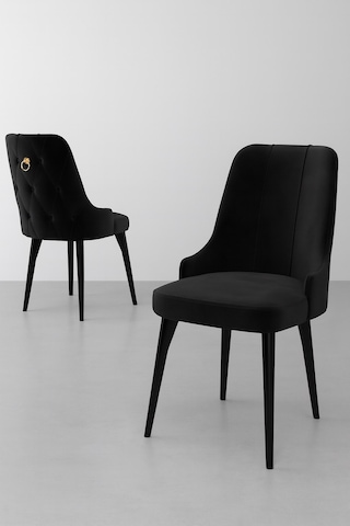 Esa 4 Adet Babyface Kumaş, Siyah Metal Ayaklı, Mutfak Ve Yemek Odası Sandalyesi Siyah
