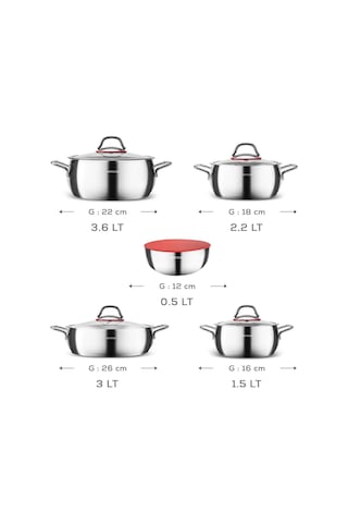 Karaca  Emirgan Xl İndüksiyon Tabanlı 10 Parça Saklama Kaplı Çelik Tencere Seti
