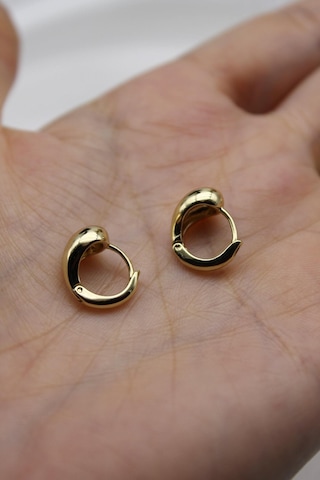 Vıp Çelik 14k Altın Kaplama Damla Model Mini Halka Küpe
