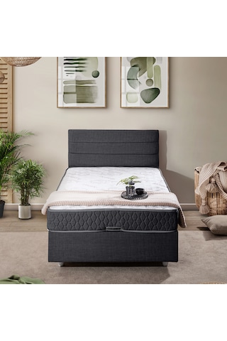 Sofia Tek Kişilik Baza Başlık Comfort Yatak Seti Antrasit 90 x 190