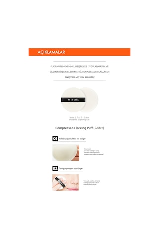 Missha Compressed Flocking Puff Pudra Uygulaması İçin Makyaj Süngeri Daire Yuvarlak