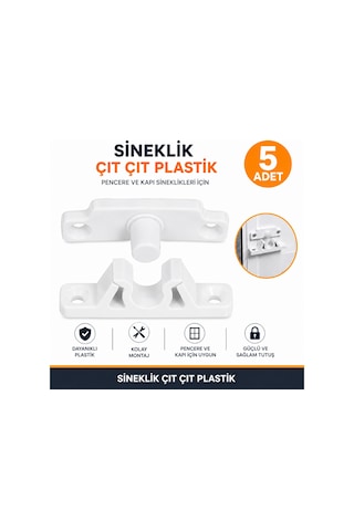 5 Adet Pimapen Pvc Pencere Kapı Sineklik Çıt Çıt Plastik Tutucu Aparat Beyaz Pratik Kapama Kilidi