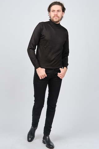 Woolen World Erkek Balıkçı Yaka Yün Kazak 5590103 Siyah Siyah