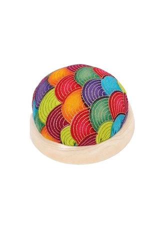 Renk Desenli El Yapımı Yastıklı Masa Üstü Ahşap Tabanlı Terzi Iğnedanlık