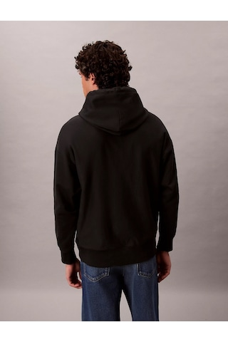 Calvin Klein Jeans Premium Penye Mikro Monologolu Kapüşonlu Erkek Siyah Sweatshirt Lv04rc281g-ub1 Siyah