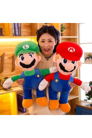 İthal Kumaş Xl Boy Efsane 2li Süper Mario Kardeşler Mario & Luigi Peluş Oyuncak Uyku & Oyun Arkadaşı Çok Renkli