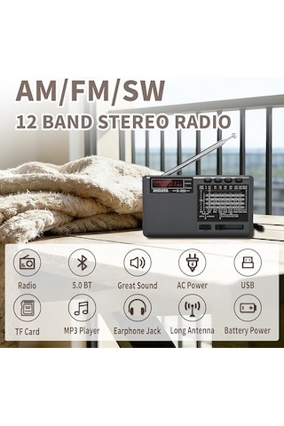 Xhdata D368 Taşınabilir Transistör Radyo Küçük Fm/ammw/sw Mini Radyo Bluetooth Usb Tf Pil Radyolu, Schwarz