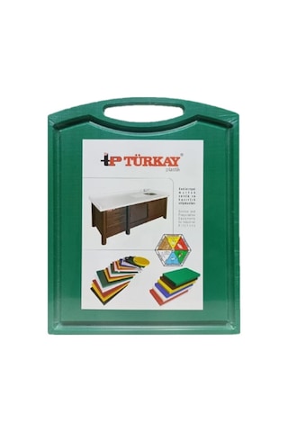 Türkay 32.5x26.5x1 Cm Saplı-oluklu Polietilen Kesme Tahtası Kesim Levhası Yeşil 1237
